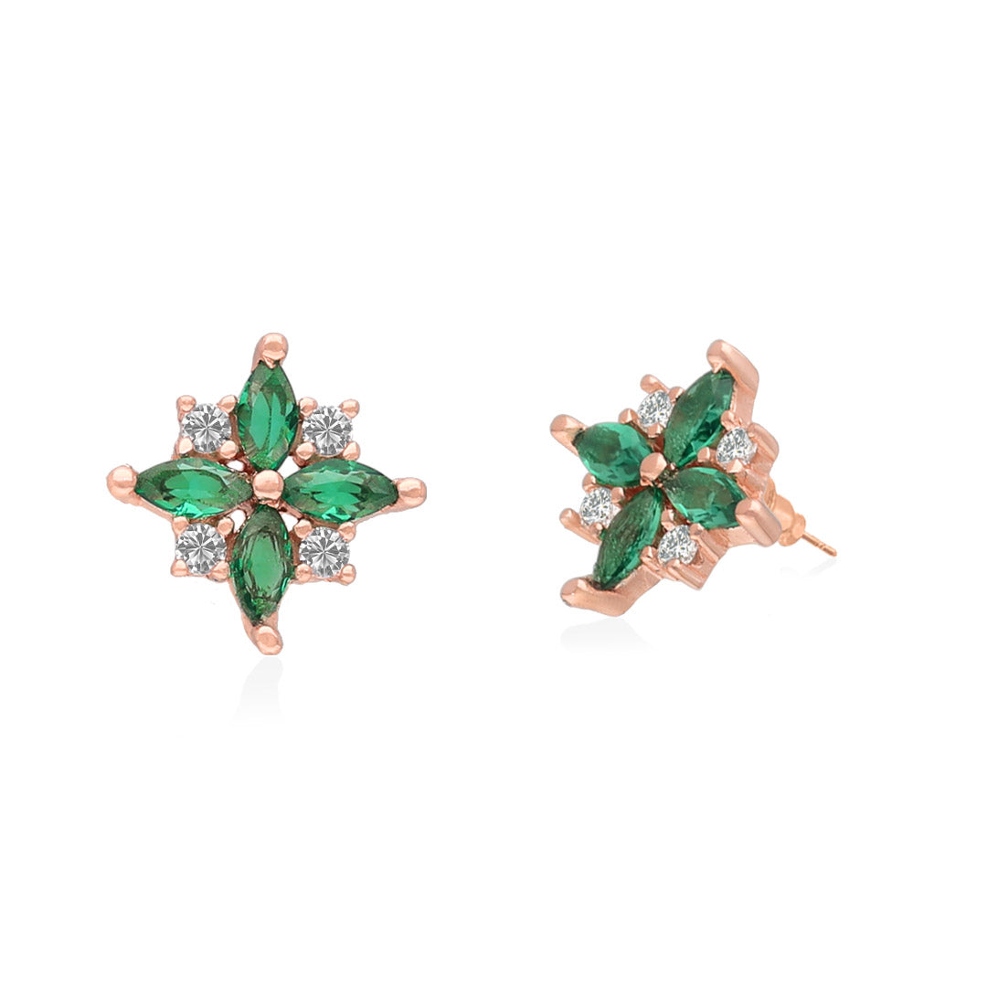 92.5 Silver Zircon Emerald Sunshine Studs - SIA412660