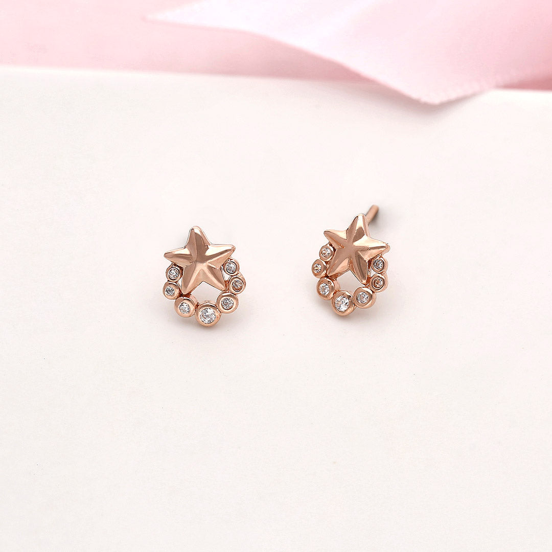 92.5 Silver Zircon Star Earrings - SIA412668