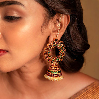 Dazzle in Style with Kemp Stone Jhumka Earrings - SK1092